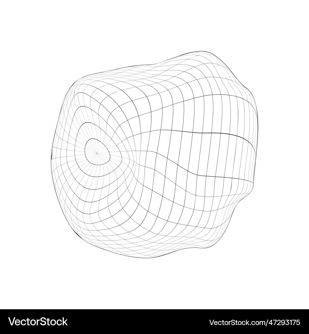 Deflated 3d sphere icon distorted wireframe Deflated 3d sphere icon distorted wireframe vector image