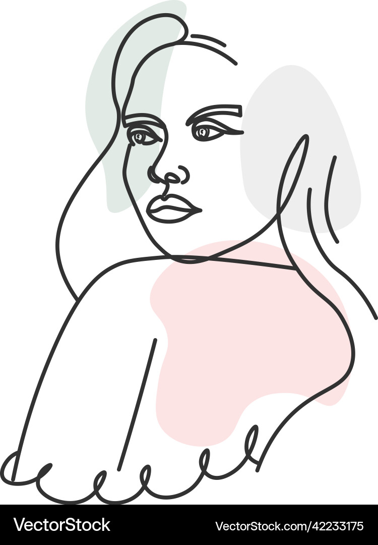 Feminine lady minimalist art line portrait vector image