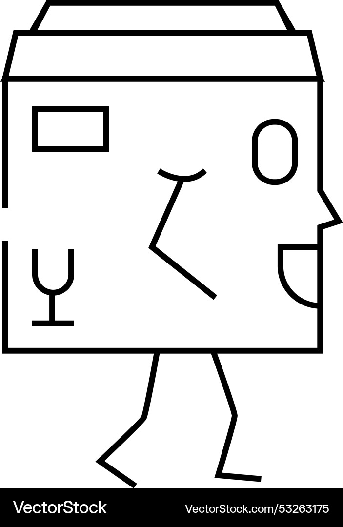 Go cardboard box character line icon Vector Image