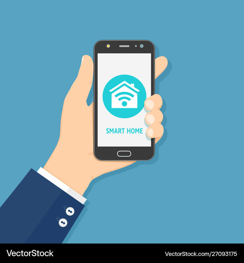 Hand halten Handy mit zu Hause Hand halten Handy mit zu Hause vektorbild