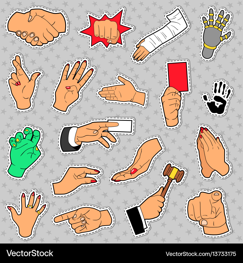 Hands and arms set with different signs Hands and arms set with different signs vector image