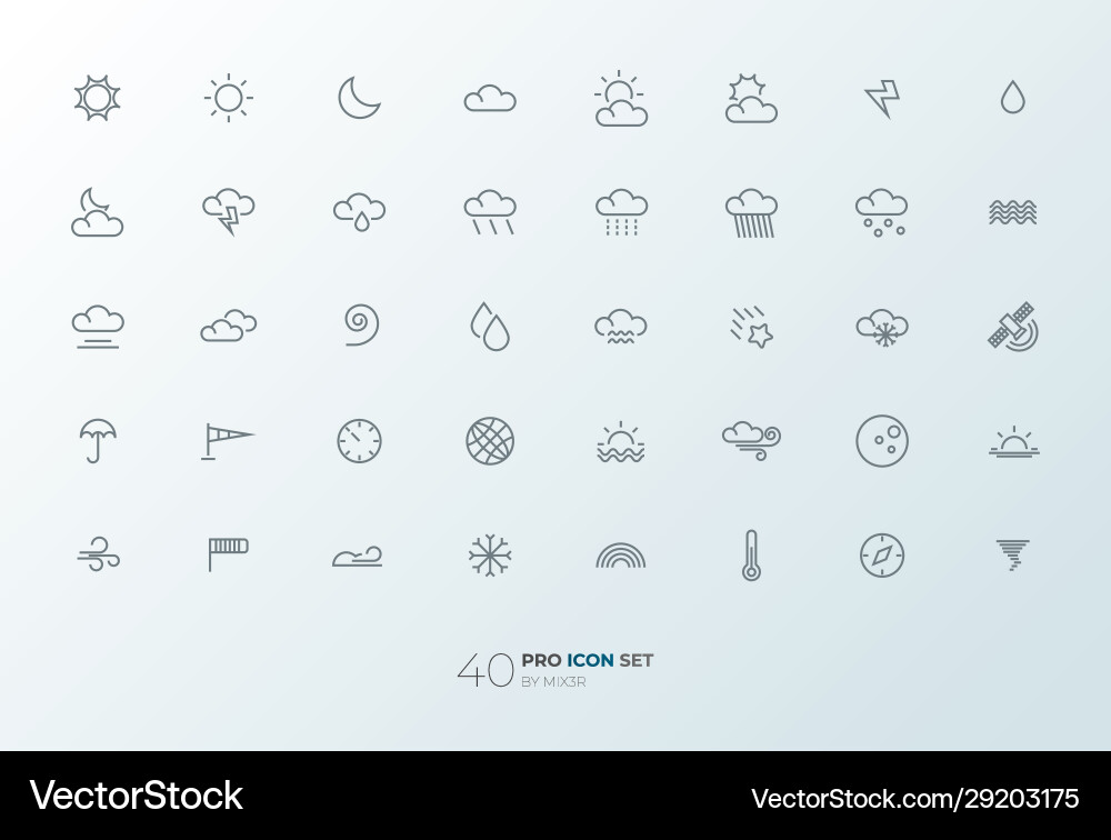 Line art simple weather icon set for web Line art simple weather icon set for web Vector Image