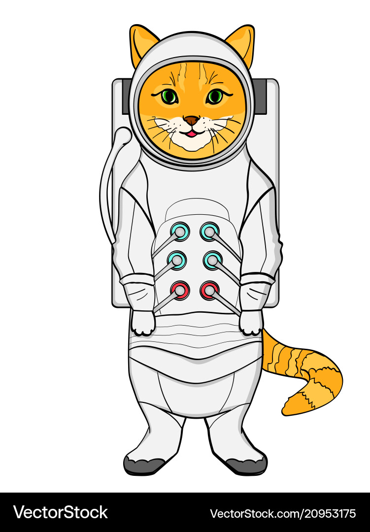 Object on white background red cat in a spacesuit Object on white background red cat in a spacesuit vector image