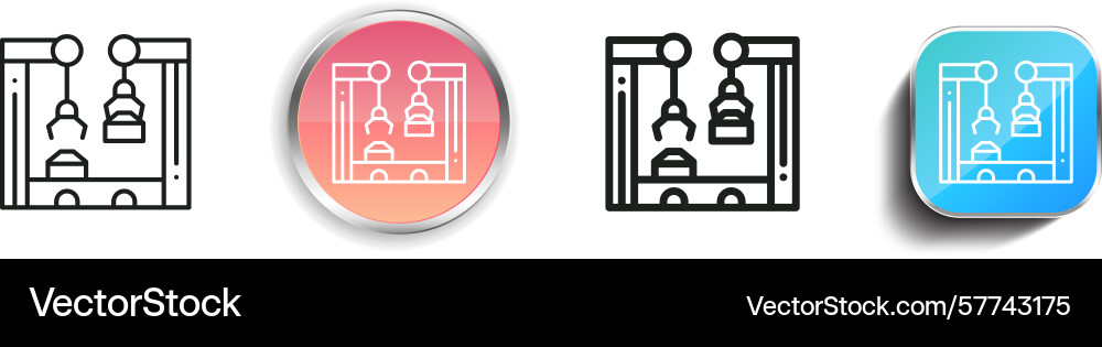 Robot arm icon thin linear regular and button Robot arm icon thin linear regular and button vector image