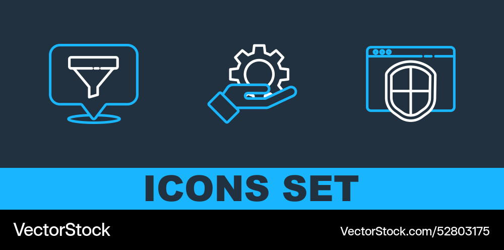 Set line browser with shield location sales Set line browser with shield location sales vector image