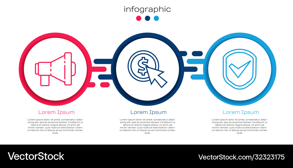 Set line megaphone cursor and coin shield Set line megaphone cursor and coin shield Vector Image