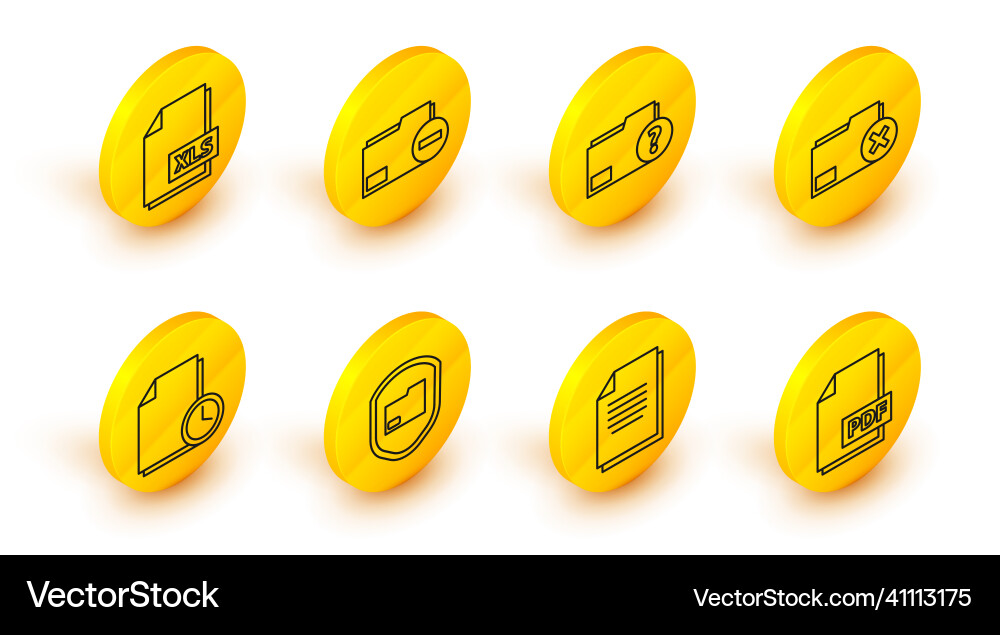 Set line pdf file document folder Set line pdf file document folder vector image