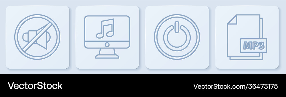 Set line speaker mute power button computer Vector Image