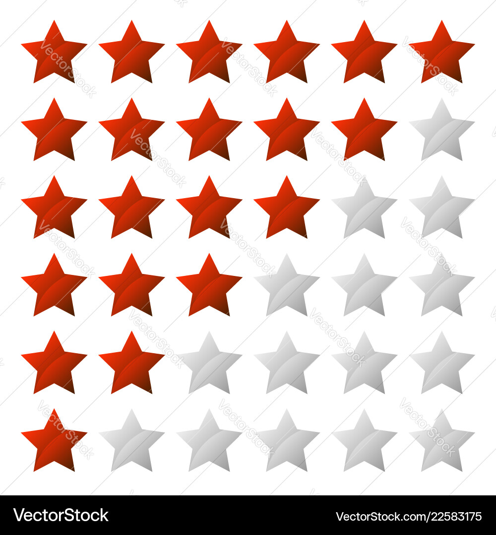 Simple star rating system with 6 shape Simple star rating system with 6 shape Vector Image