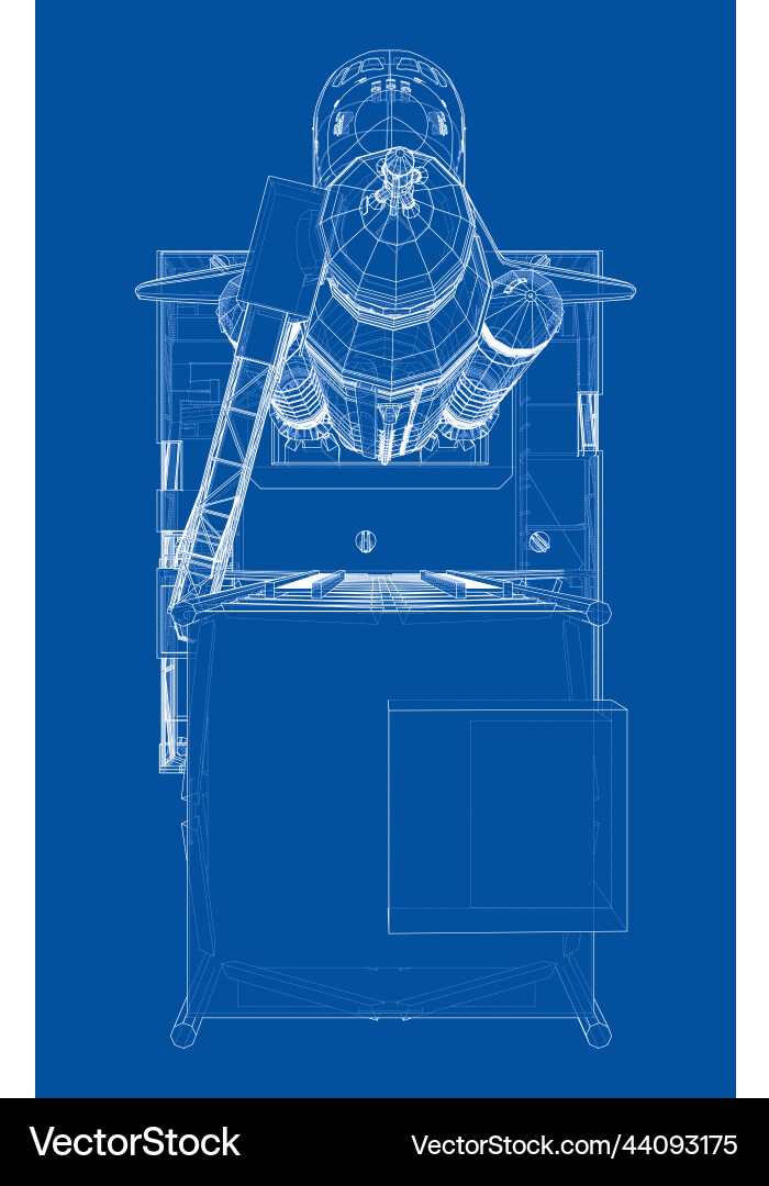 Space rocket on launch pad rendering of 3d Space rocket on launch pad rendering of 3d vector image
