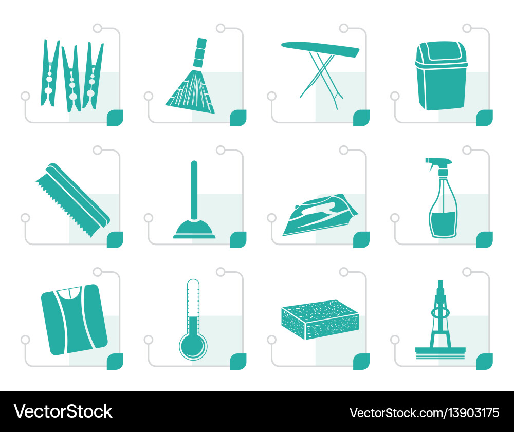 Stylized home objects and tools icons Stylized home objects and tools icons Vector Image