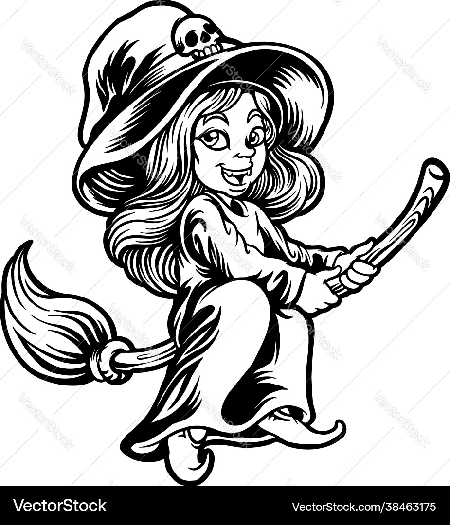 Teenage Witch Silhouette Vector Image