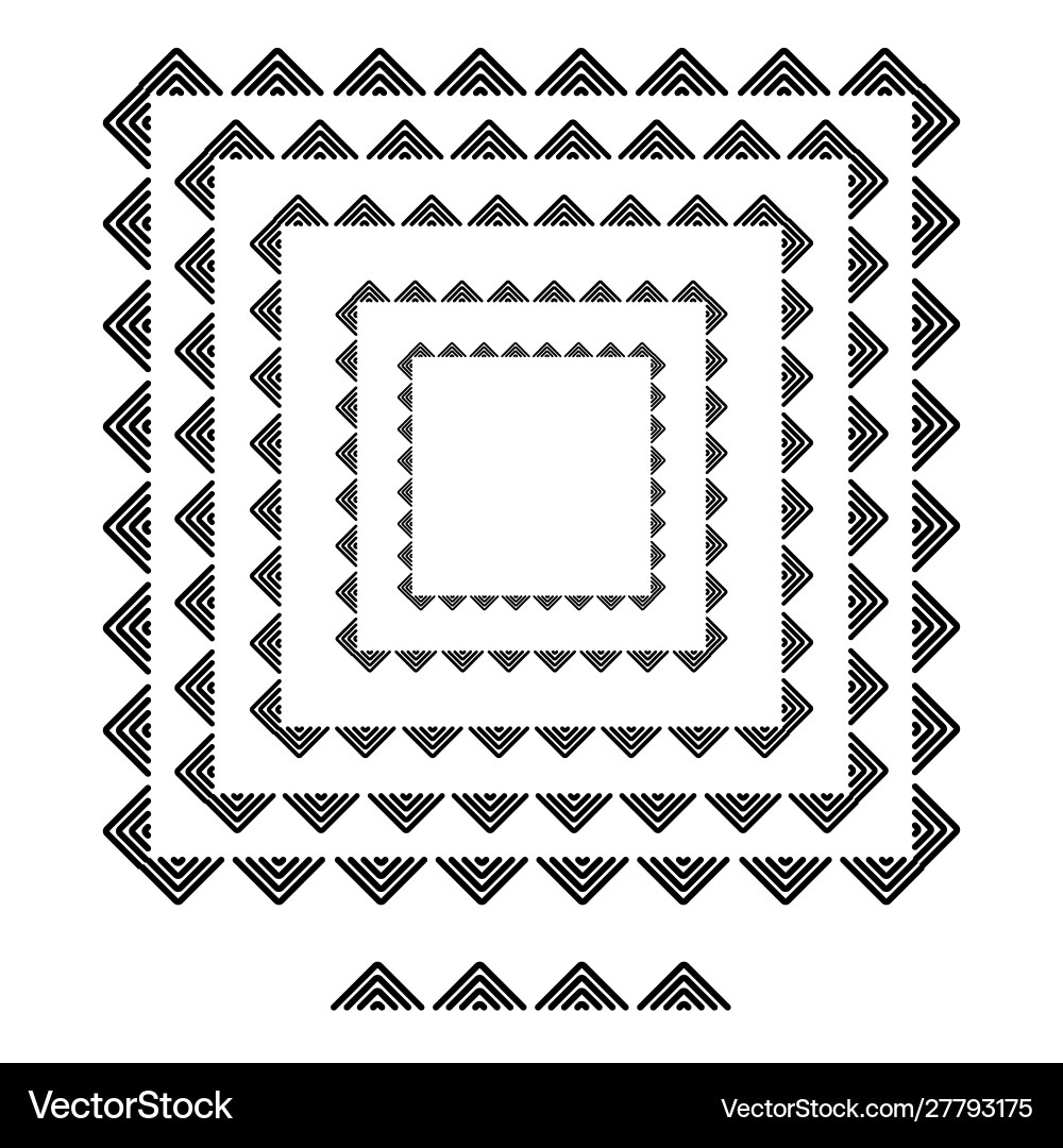 Triangle brushs patterns in a square line vector image