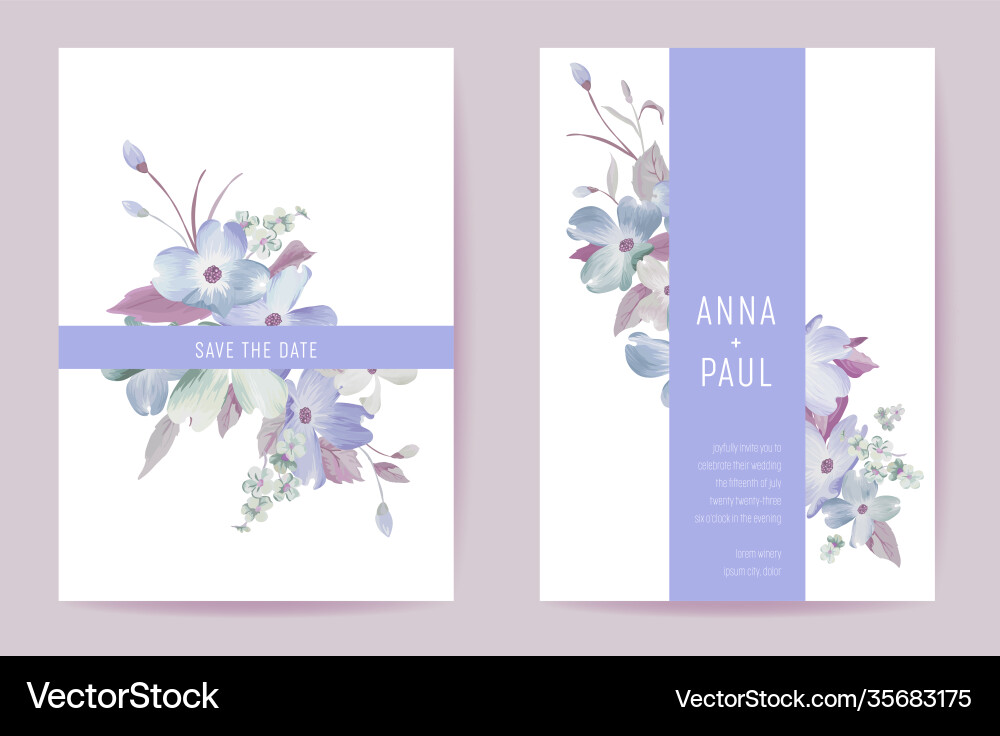 Wedding invitation spring pastel flowers floral Wedding invitation spring pastel flowers floral vector image
