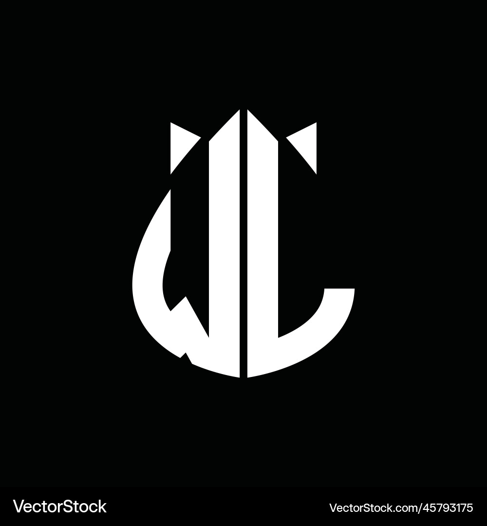 Wl logo monogram drops crown shape images design vector image