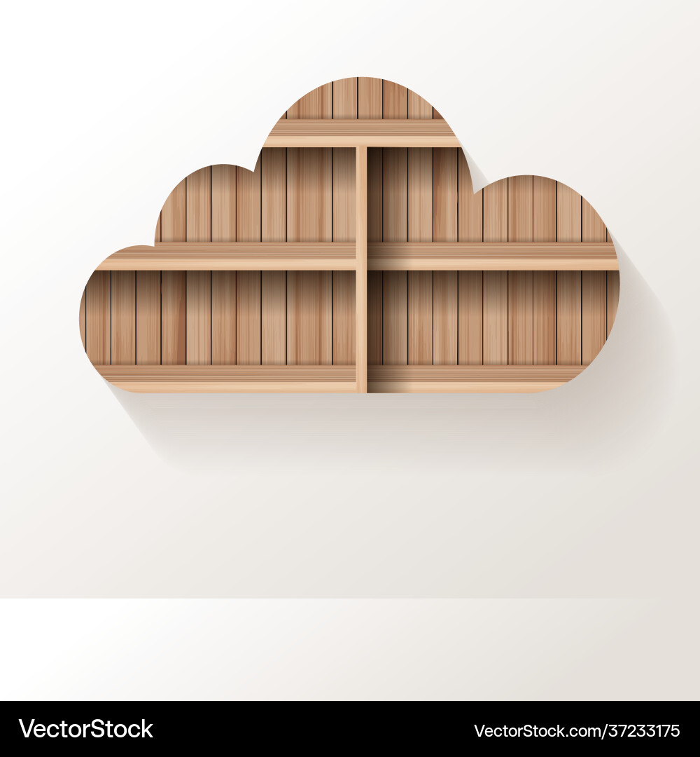 Wood shelf cloud icon creative design on wall Vector Image