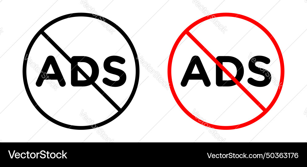 Ad blocker icon set ban and stop add symbol Vector Image
