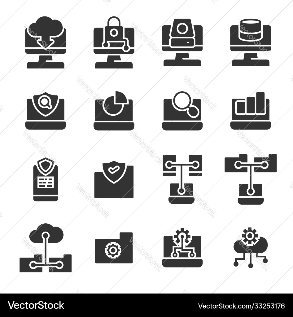 Big data analysis and technology icons set Big data analysis and technology icons set vector image