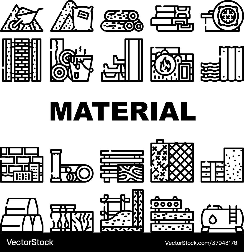 Building material collection icons set Building material collection icons set vector image