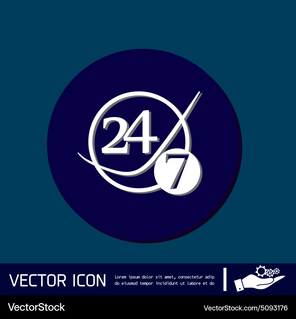 Character 24 7 open hours a day and days vector image