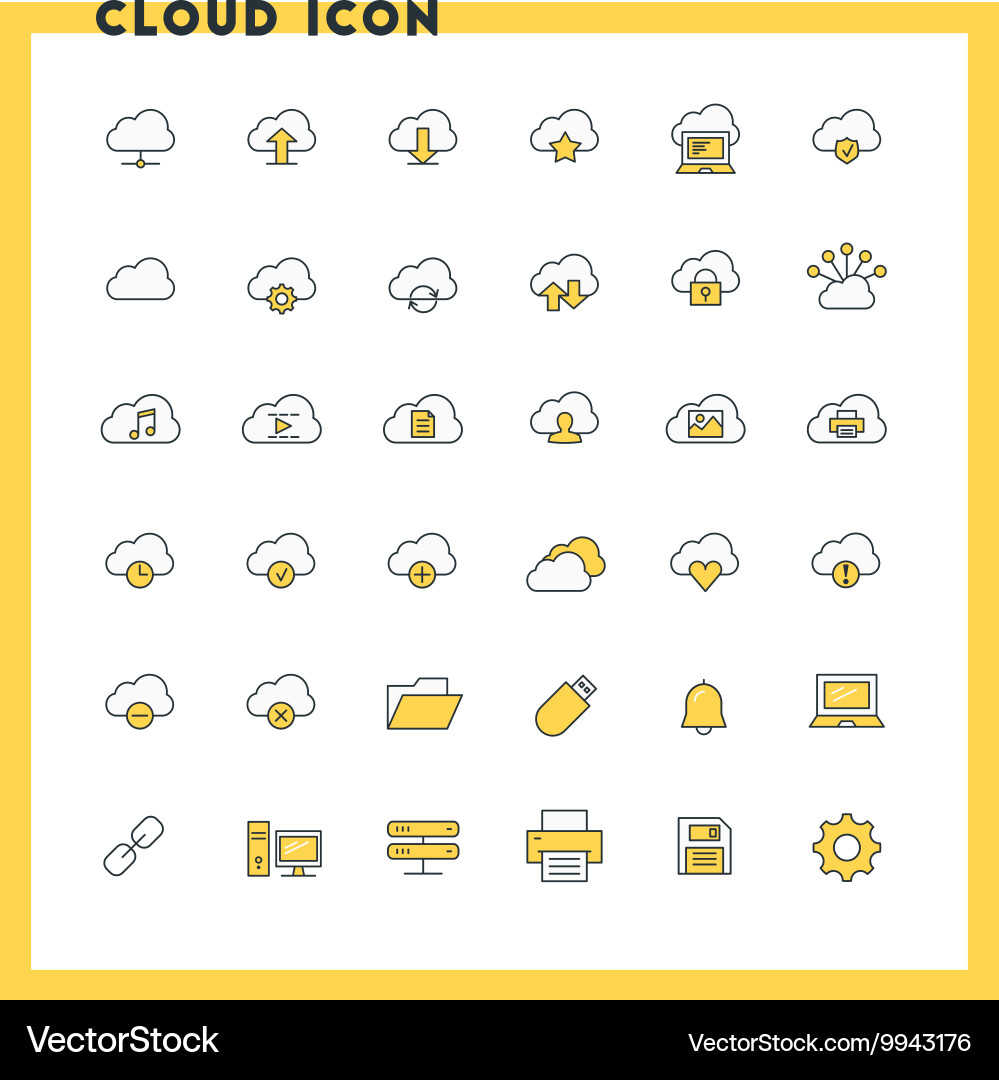 Cloud computing flat design icon set vector image