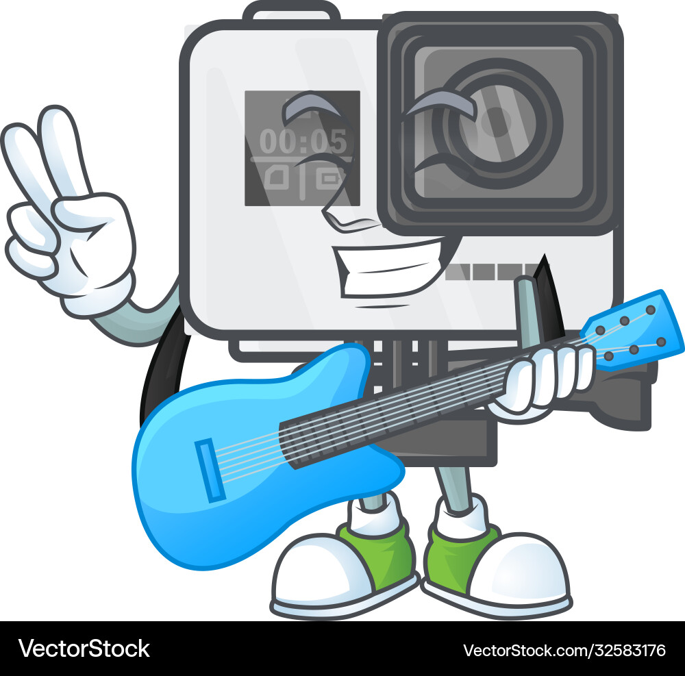 Eine Cartoon Charakter Action-Kamera spielen Eine Cartoon Charakter Action-Kamera spielen vektorbild