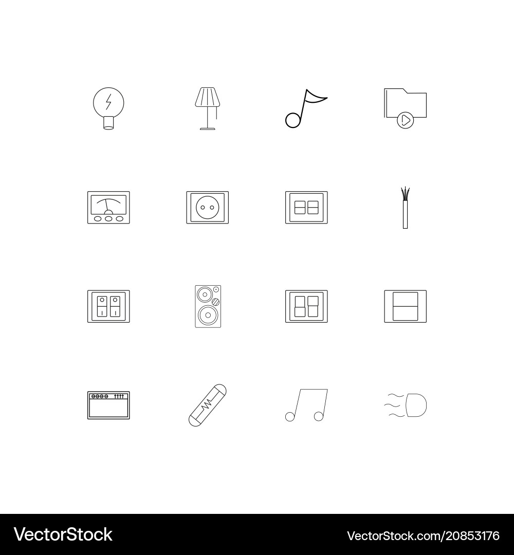 Electrical linear thin icons set outlined simple Vector Image