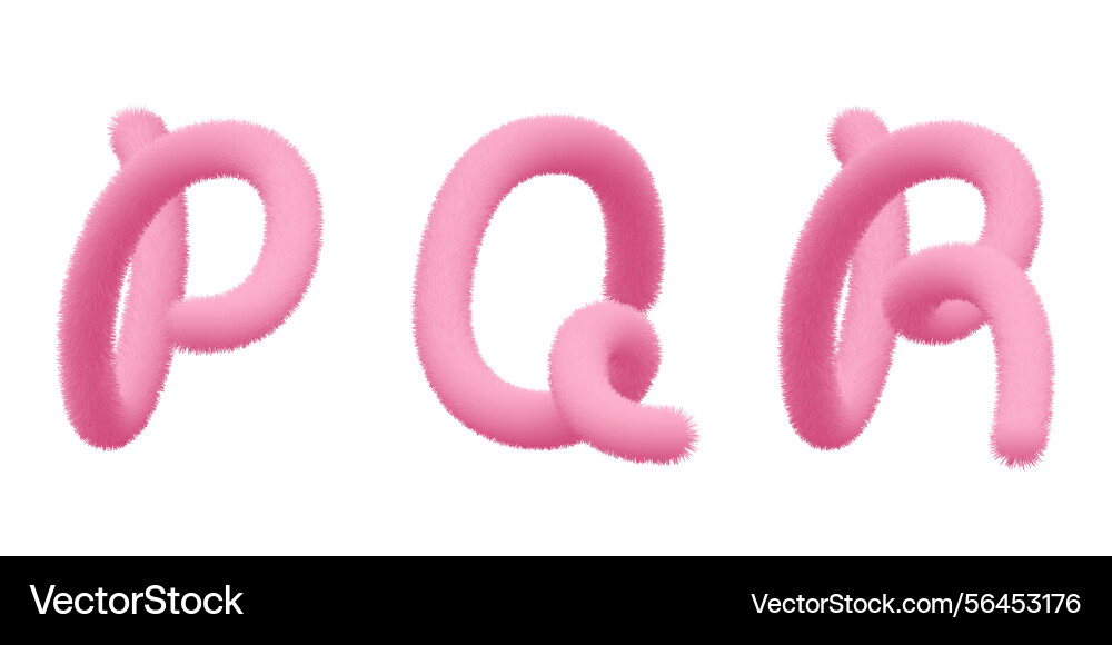 Hairy p q r capital script fuzzy soft Hairy p q r capital script fuzzy soft vector image
