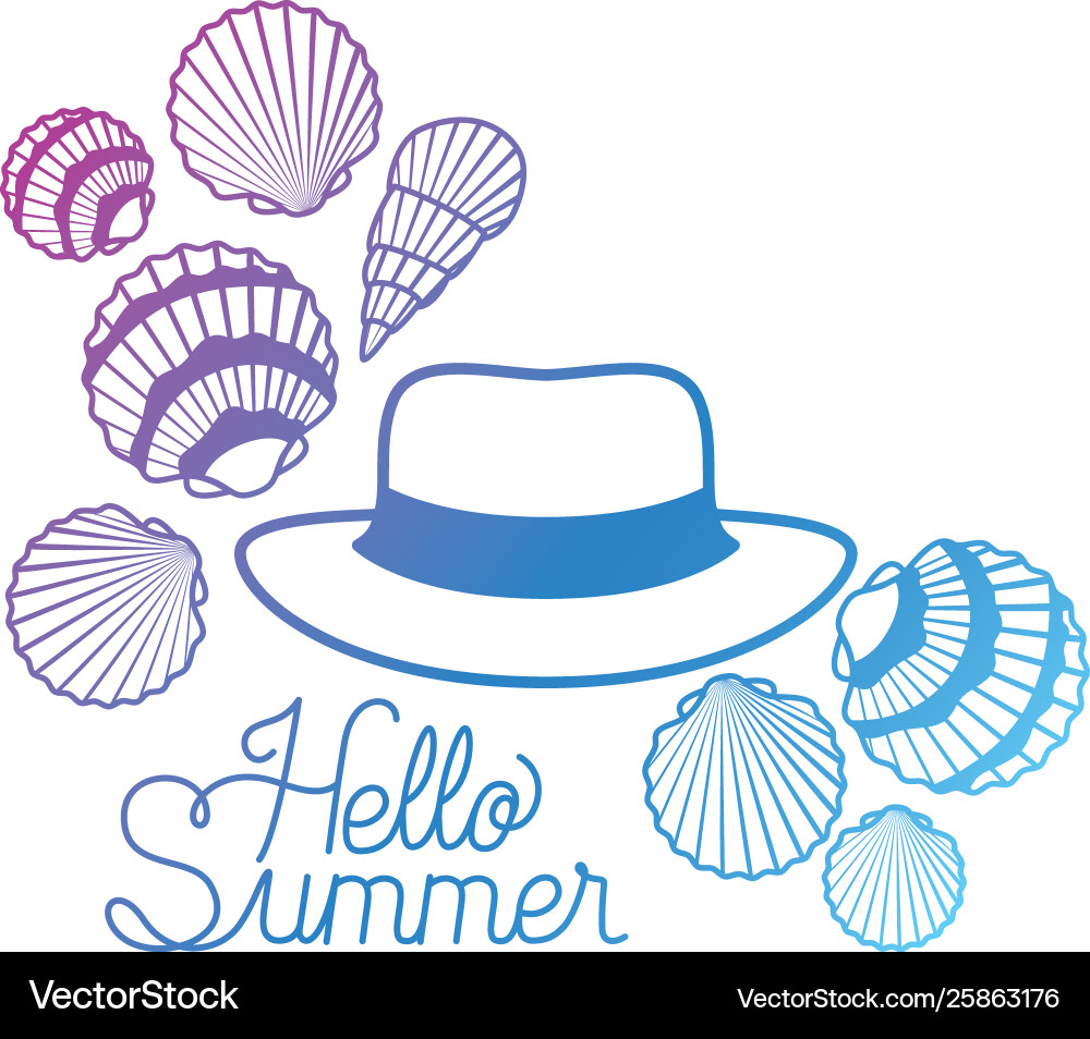 Hello summer label with colorful image Hello summer label with colorful image Vector Image