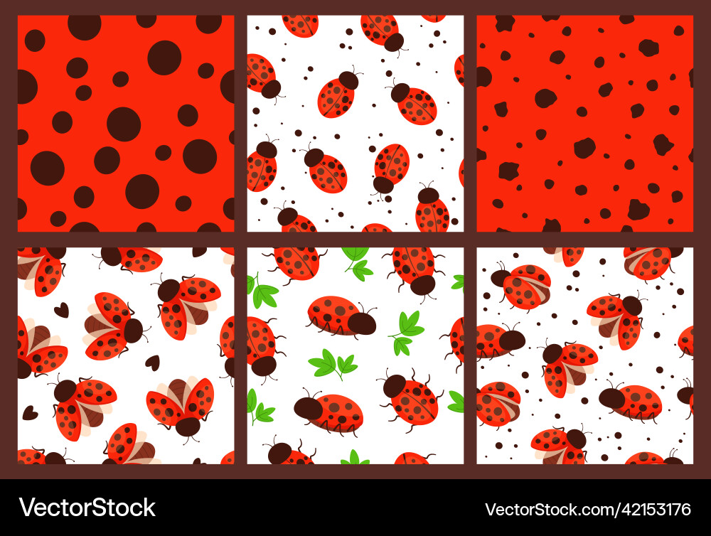 Ladybug patterns red dots texture garden bugs Ladybug patterns red dots texture garden bugs vector image