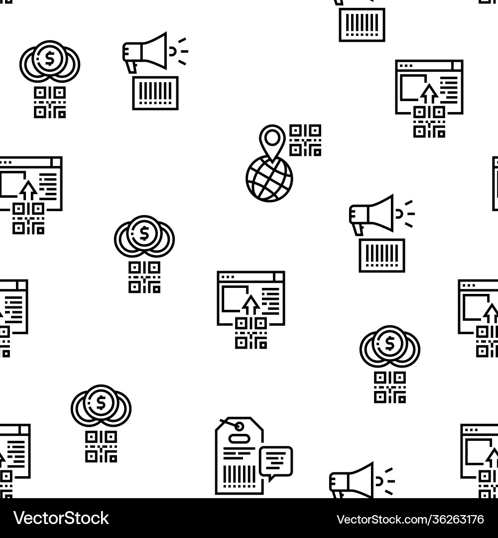 Qr code identification seamless pattern vector image