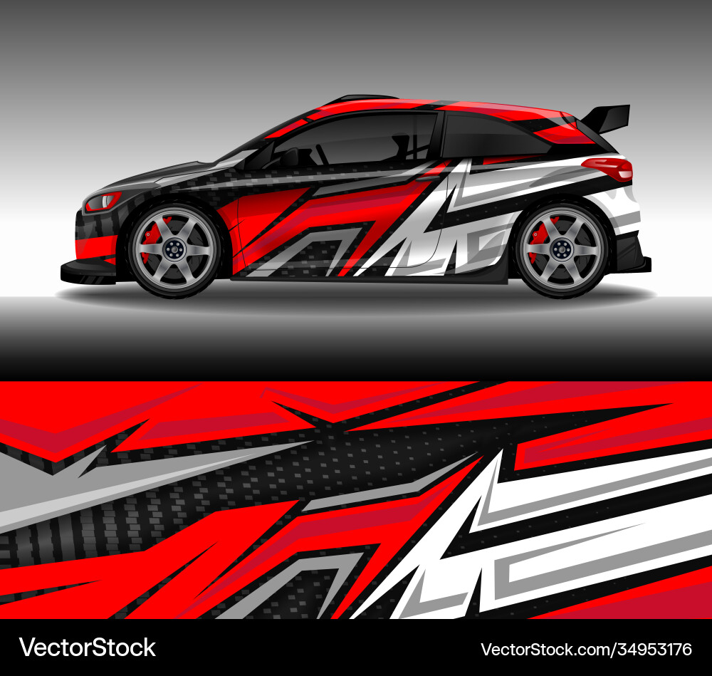 Race Car Wrap Decal - Rally Graphics Vector Image