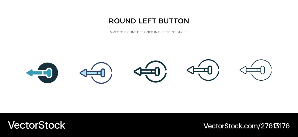 Round left button icon in different style two Round left button icon in different style two vector image