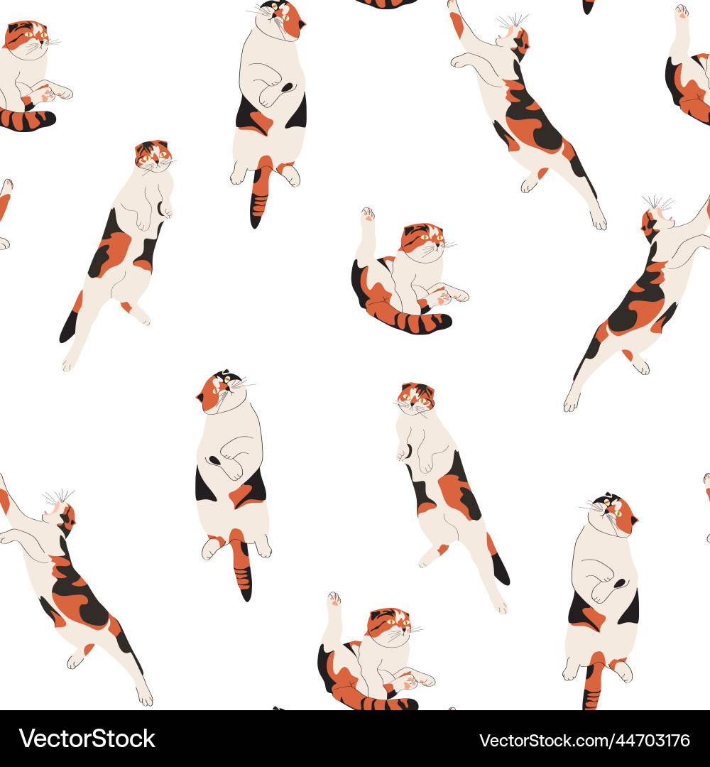 Seamless colored pattern with different cat poses Vector Image