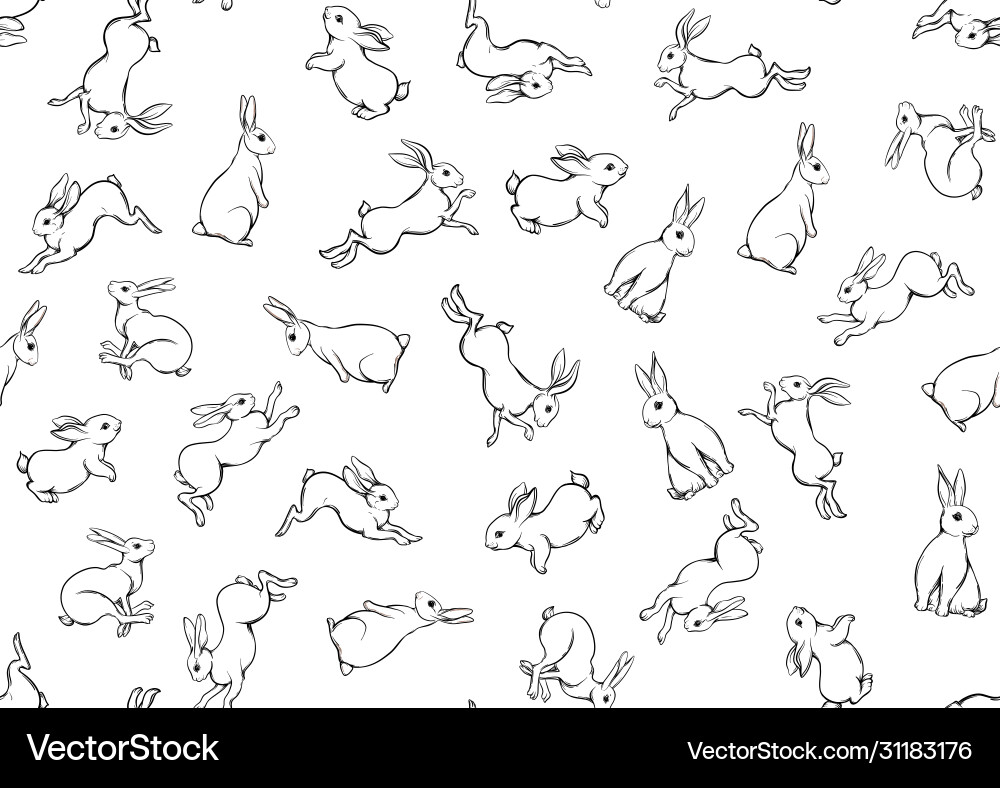Seamless pattern background with cute rabbits Seamless pattern background with cute rabbits vector image