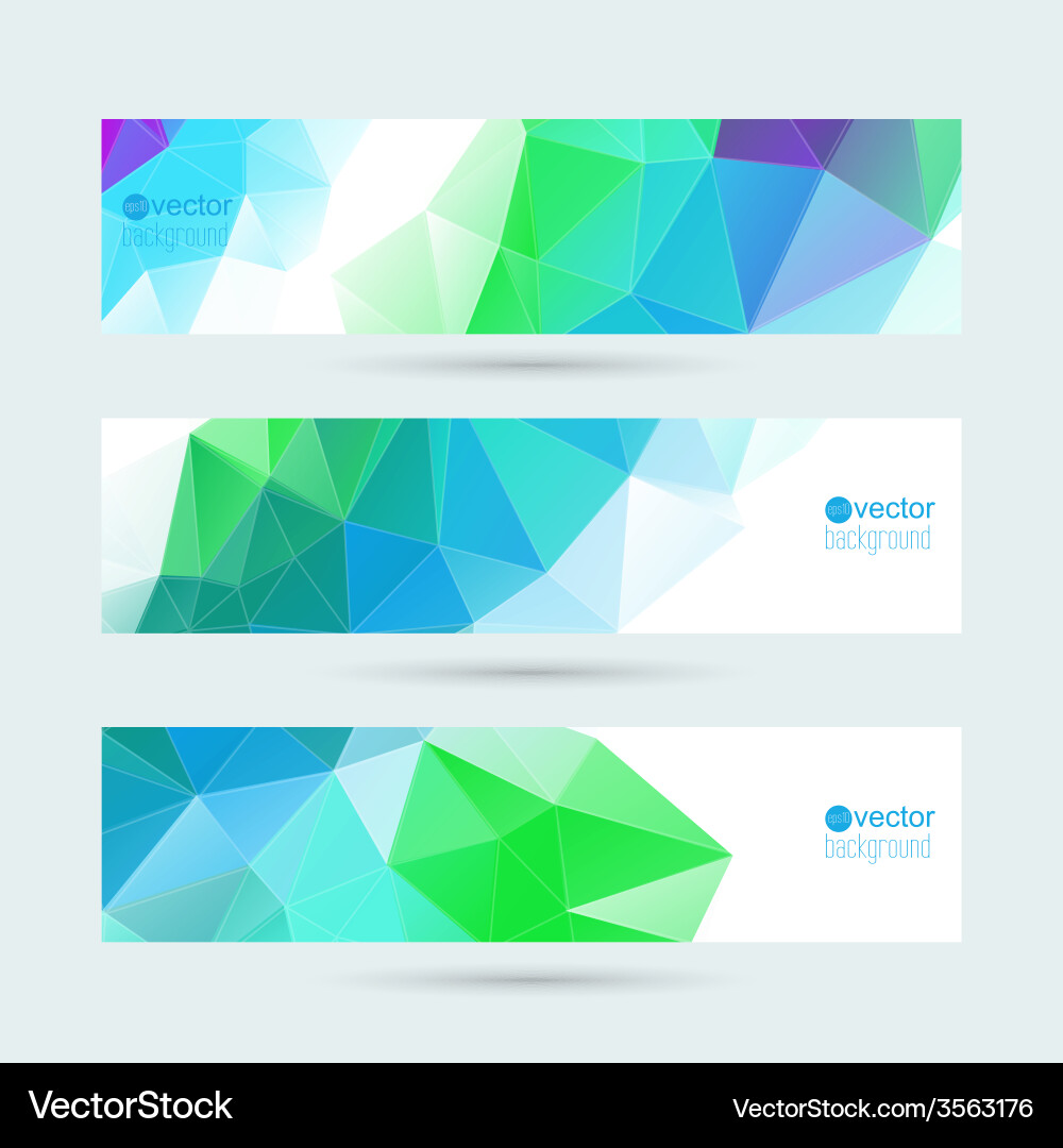 Set of banners with triangles and polygon mesh Vector Image