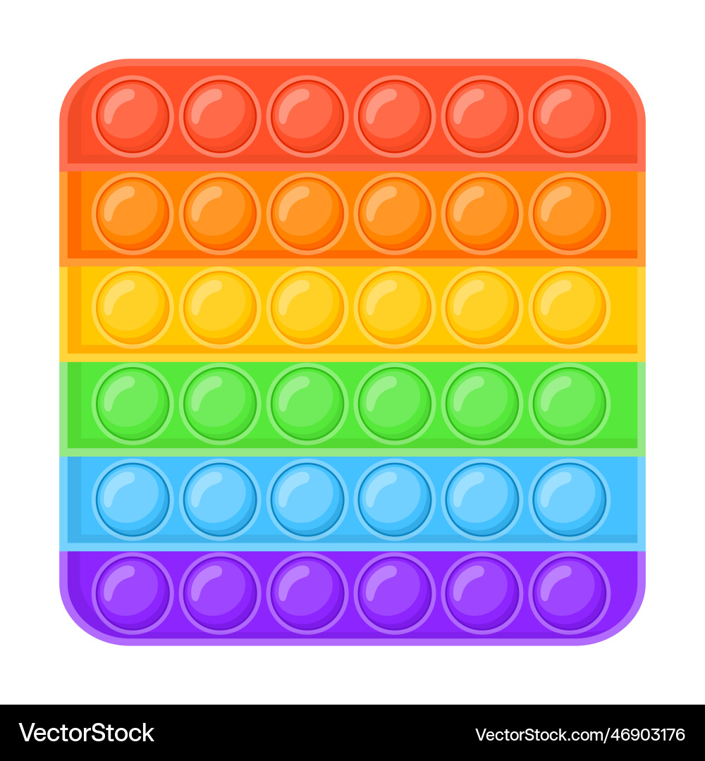 Soft square colorful pop it and simple dimple toy vector image