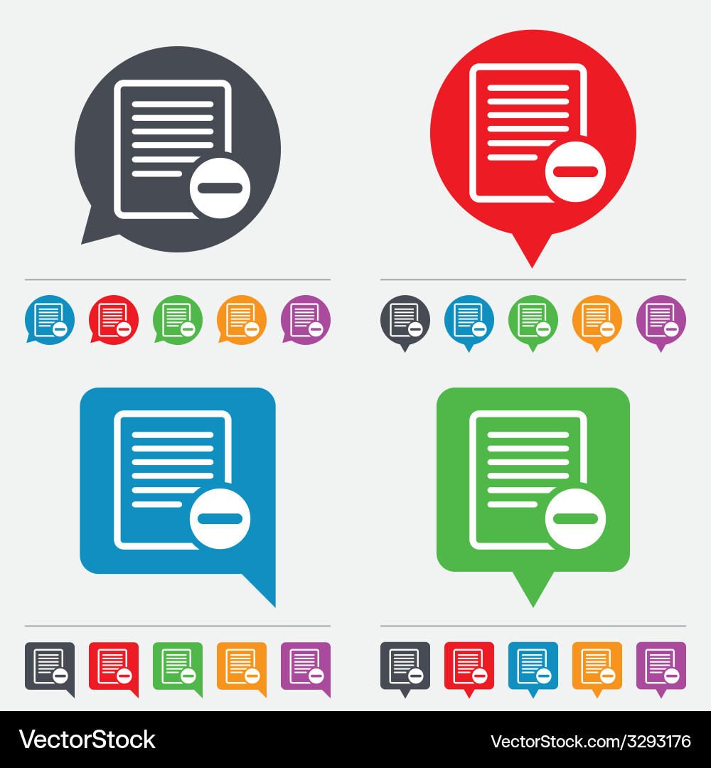 Text file sign icon delete document symbol Vector Image