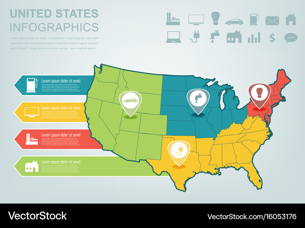USA Map with Data Visualization vector image