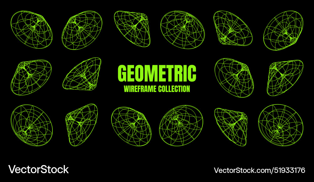 Wireframe lined shapes perspective mesh 3d grid Wireframe lined shapes perspective mesh 3d grid vector image