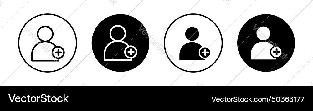 Add a new user icon set account plus member Add a new user icon set account plus member vector image