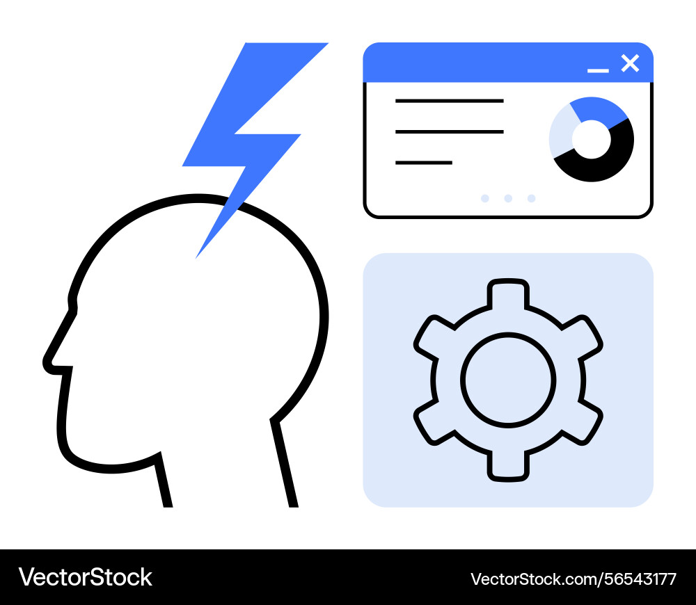 Brainstorming and idea generation with analytics Brainstorming and idea generation with analytics vector image