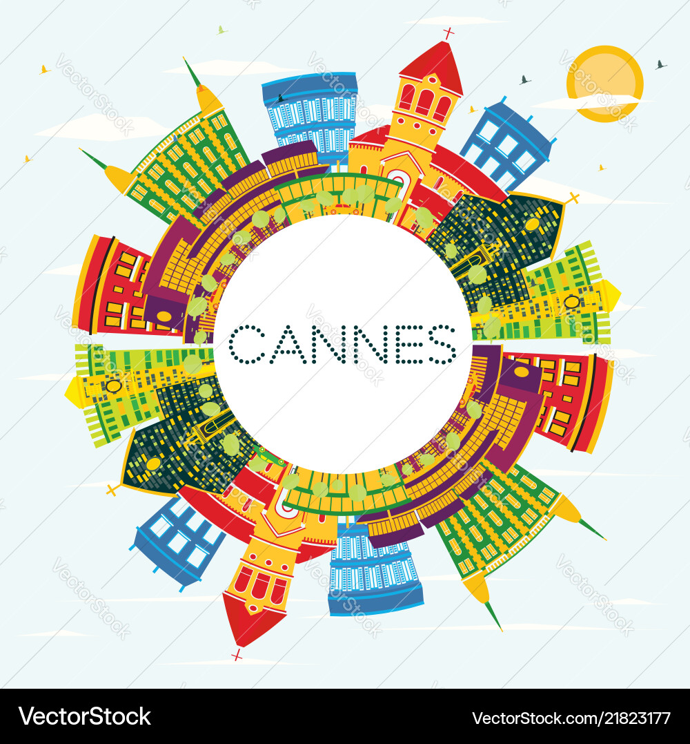 Cannes france city skyline mit farbbauten Cannes france city skyline mit farbbauten vektorbild