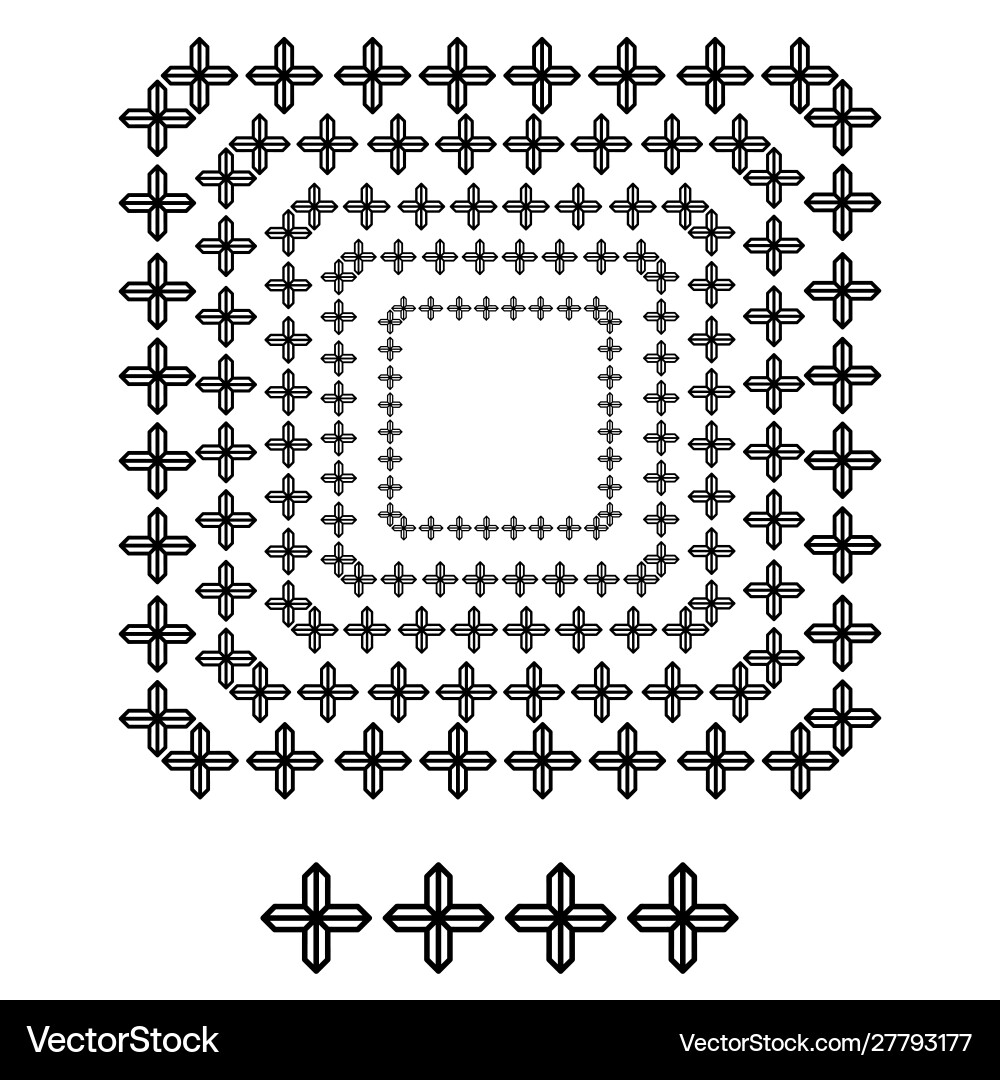 Cross brush patterns in a square line black shape Cross brush patterns in a square line black shape vector image