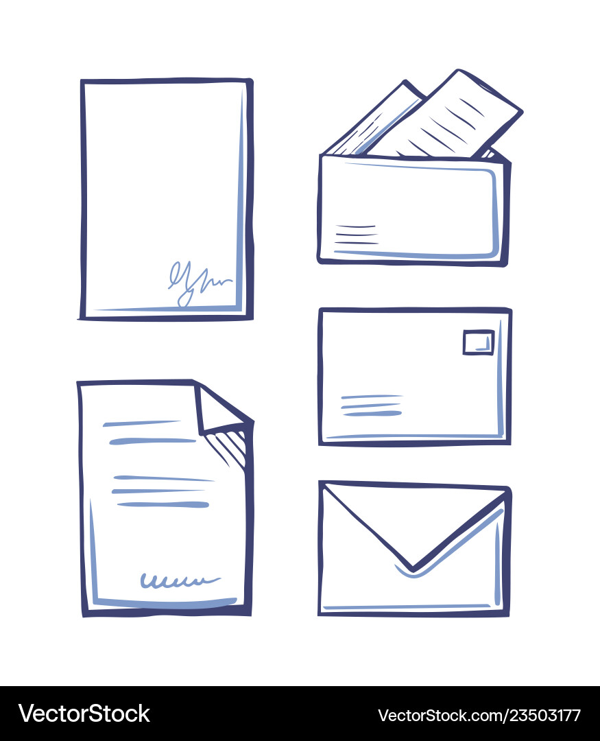 Documents with signature envelopes and folders Documents with signature envelopes and folders Vector Image