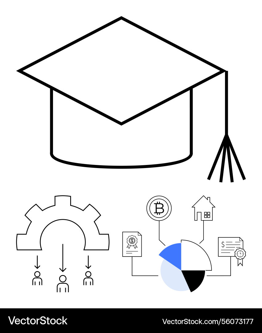 Graduates navigating technology blockchain Graduates navigating technology blockchain Vector Image