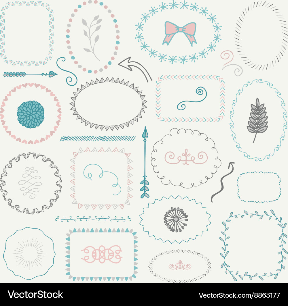 Hand sketched rustic frames borders vector image