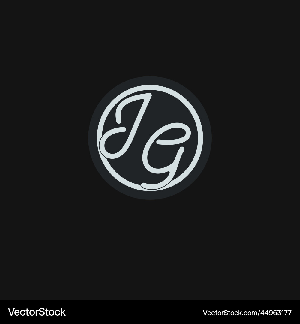 Initials jg logo monogram with simple circle line vector image