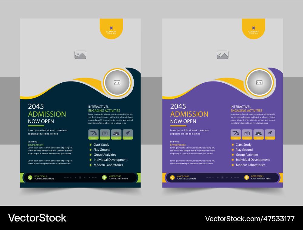 Kids back to school education admission flyer Kids back to school education admission flyer vector image