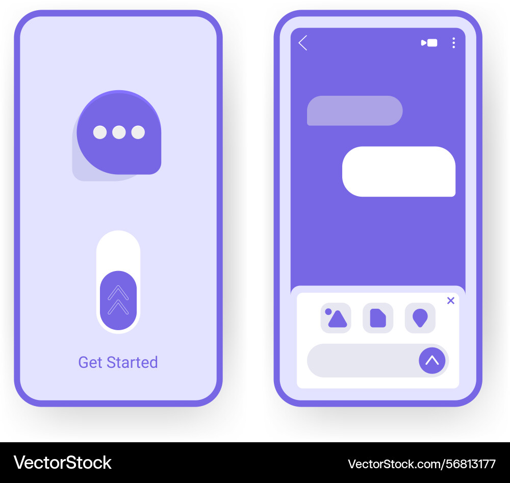Minimal chat app ui design in purple theme Vector Image